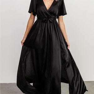 Baltic Born Sicily Satin Maxi Dress in Black